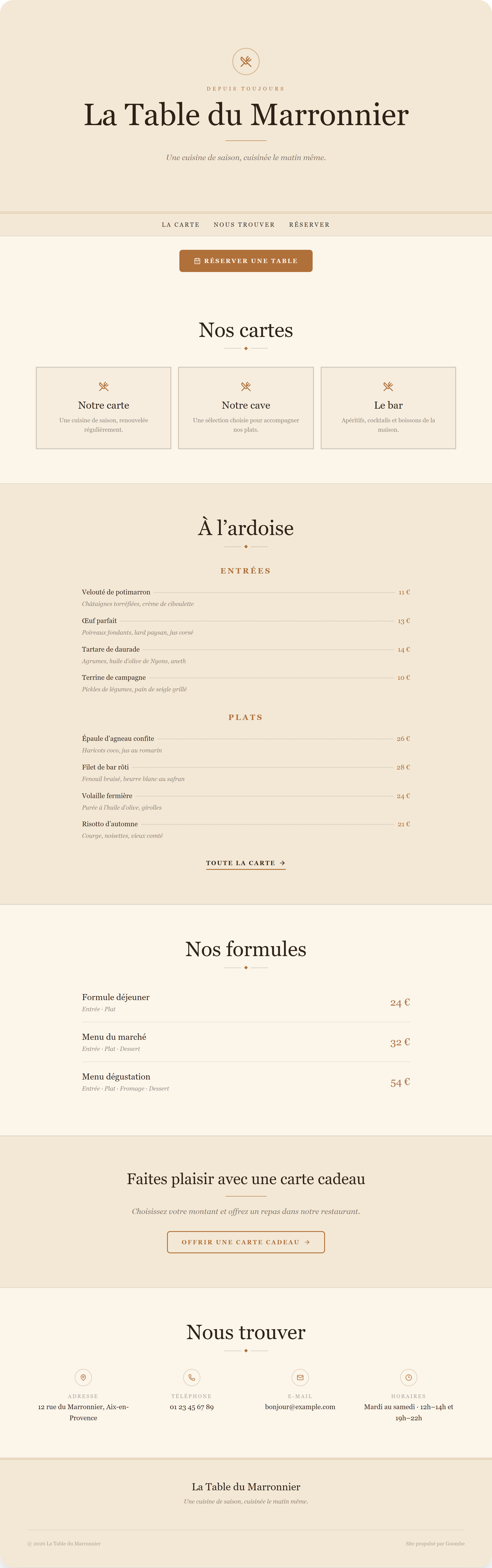 Aperçu du modèle Bistrot